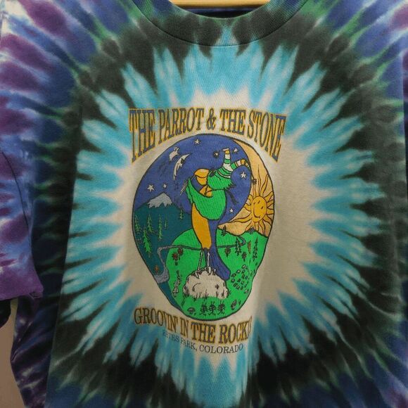 Fruit of the Loom Other - VTG The Parrot & The STone Tye Died Vintage 90s FOTL Estes Park Bar 90s Size XL